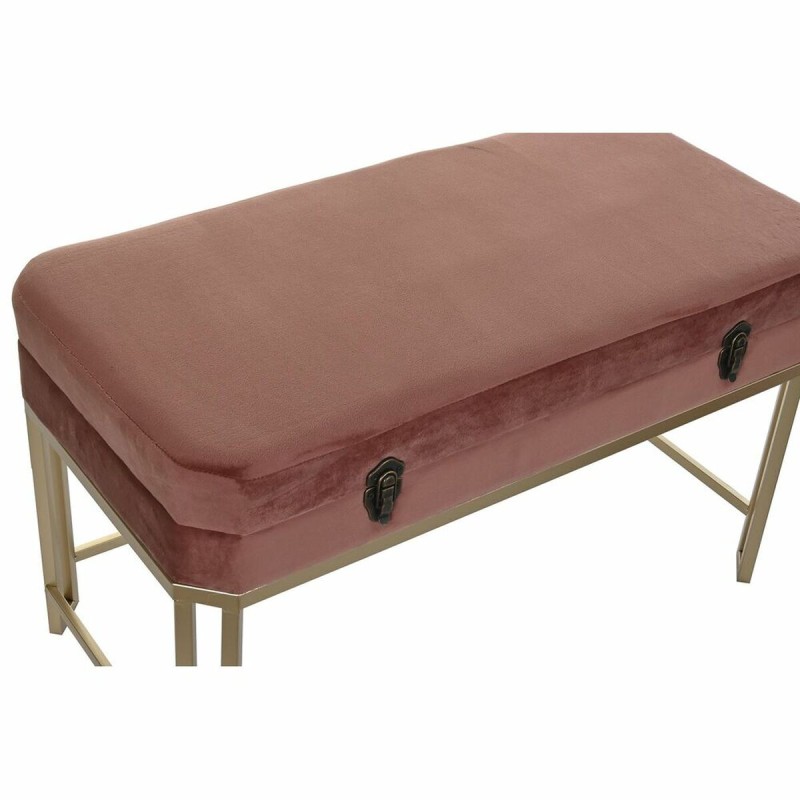 Banquette DKD Home Decor   Rose Doré Métal Velours (80 x 40 x 47 cm)