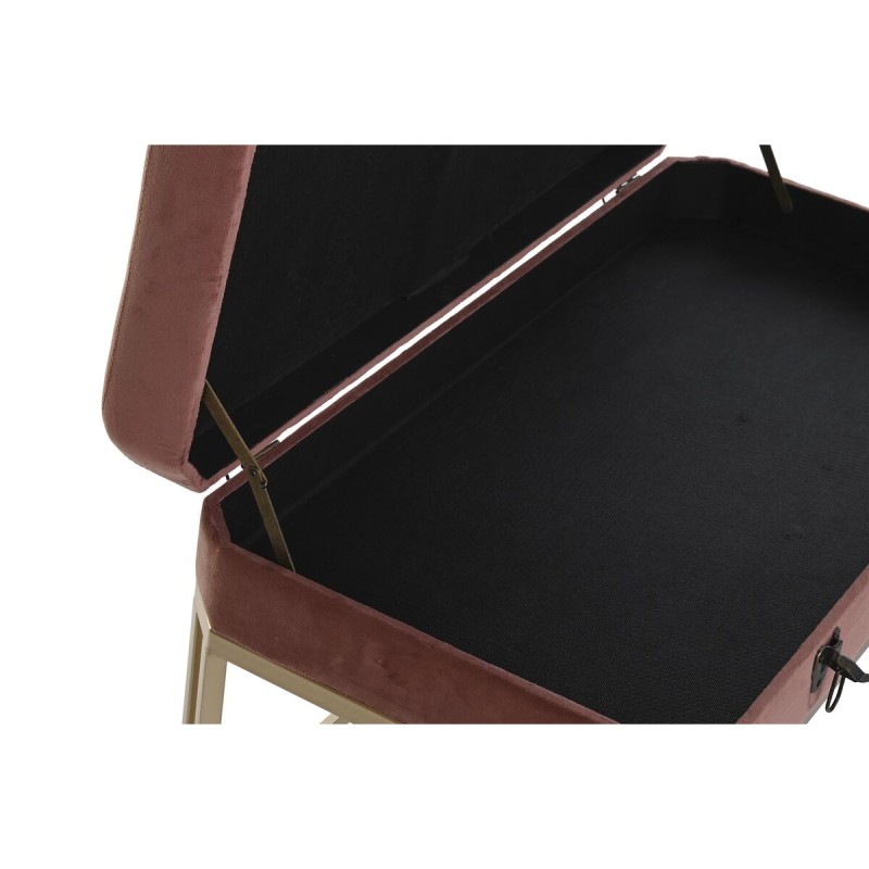 Bench DKD Home Decor   Pink Golden Metal Velvet (80 x 40 x 47 cm)