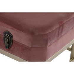 Bench DKD Home Decor   Pink Golden Metal Velvet (80 x 40 x 47 cm)