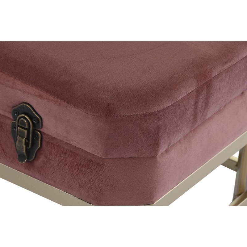 Banquette DKD Home Decor   Rose Doré Métal Velours (80 x 40 x 47 cm)