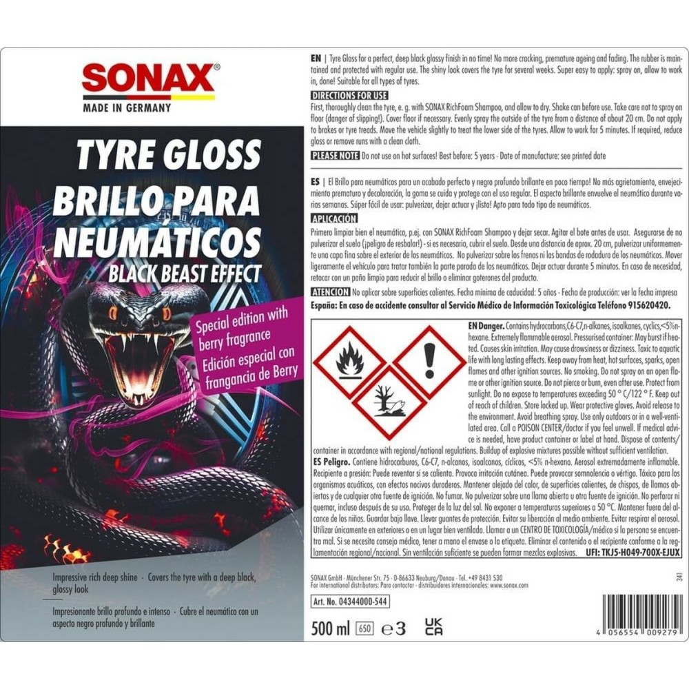 Produit lustrant pour pneumatiques Sonax SX04344000 500 ml