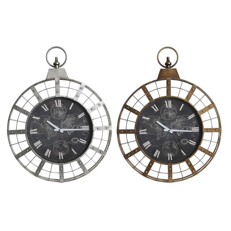 Horloge Murale DKD Home Decor 60 x 6,5 x 78 cm Verre Argenté Noir Doré Fer (2 Unités)