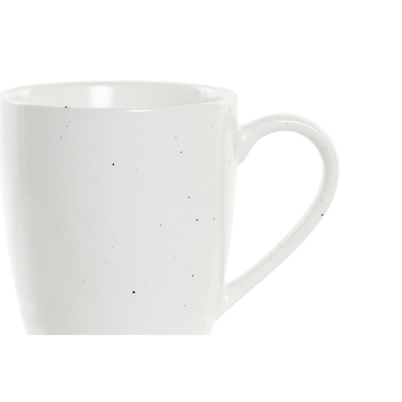 Ensemble de 4 mugs DKD Home Decor Blanc Naturel Bois d'hévéa Grès 300 ml 19 x 13 x 31 cm