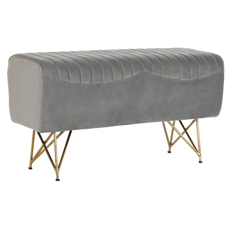 Banquette DKD Home Decor   90 x 31 x 47 cm Gris Doré Métal