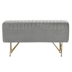 Banquette DKD Home Decor   90 x 31 x 47 cm Gris Doré Métal