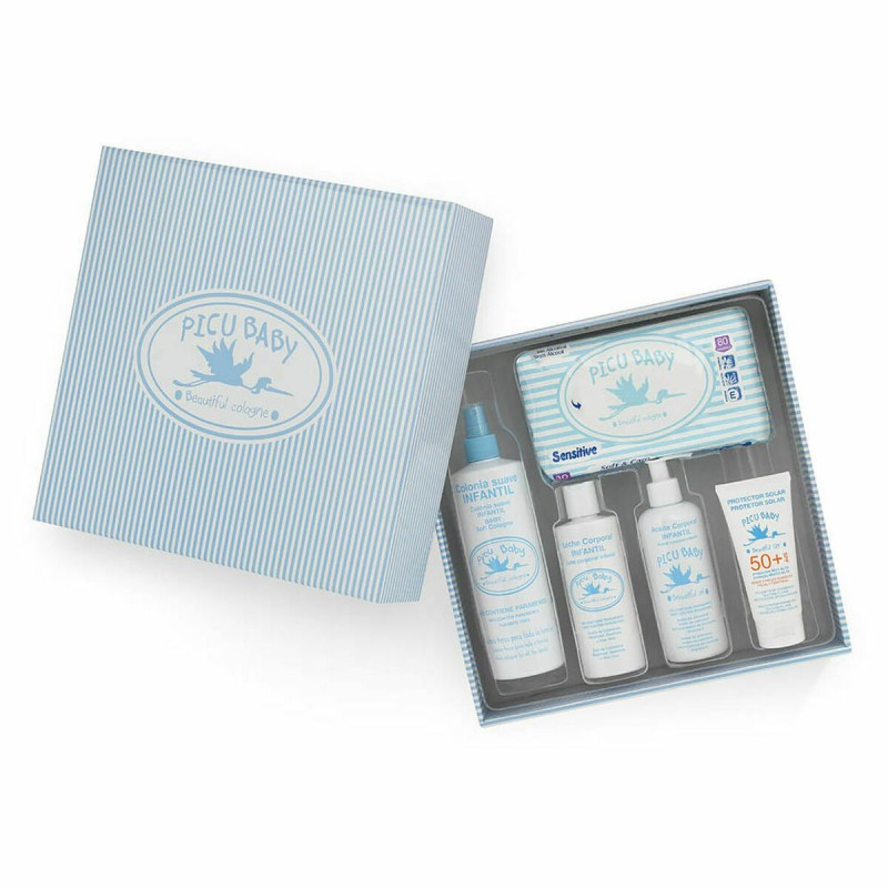 Baby-Geschenk-Set Picu Baby Infantil Caja Rayas Azul New Blau 5 Stücke