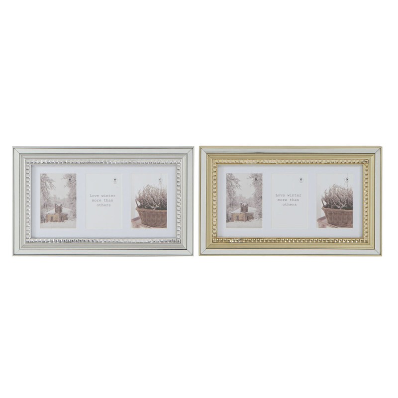 Fotorahmen DKD Home Decor Luxury Gold Silberfarben Kristall polystyrol Traditionell 46,5 x 2 x 28,5 cm (2 Stück)