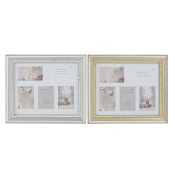 Cadre photo DKD Home Decor Luxury 46,5 x 2 x 40 cm Verre Argenté Doré polystyrène Traditionnel (2 Unités)