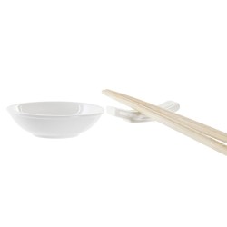 Set de sushi DKD Home Decor Bambou Grès Blanc Naturel Oriental 27,3 x 20,3 x 2,5 cm (12 Unités)