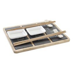 Sushi-Set DKD Home Decor Bambus Tafel Schwarz natürlich Orientalisch 25 x 19 x 3 cm