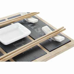 Sushi-Set DKD Home Decor Bambus Tafel Schwarz natürlich Orientalisch 25 x 19 x 3 cm