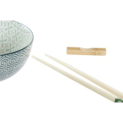 Sushi Set DKD Home Decor Bamboo Stoneware White Green Oriental 30 x 21 x 7 cm (6 Pieces)