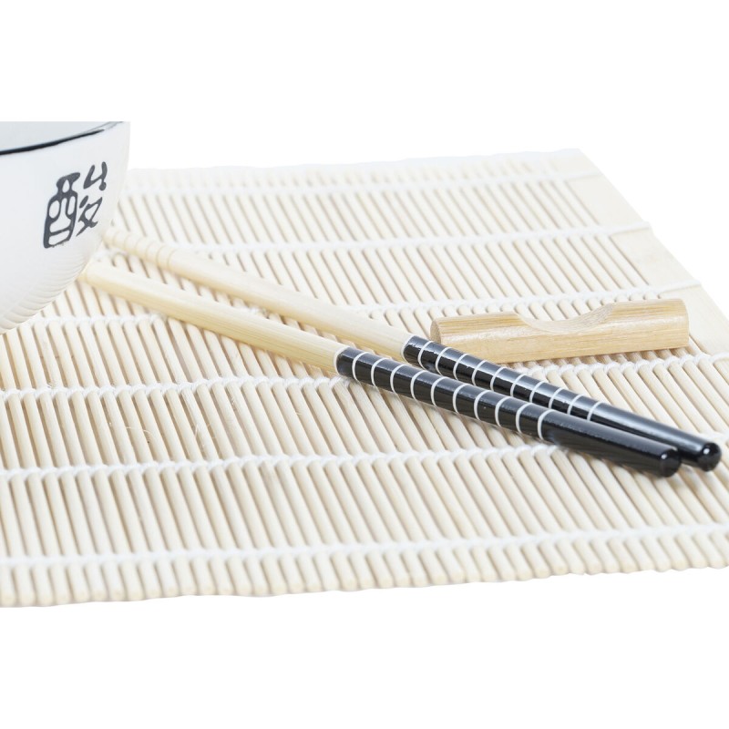 Set de sushi DKD Home Decor Bambou Grès Blanc Oriental 14,5 x 14,5 x 31 cm (16 Pièces)