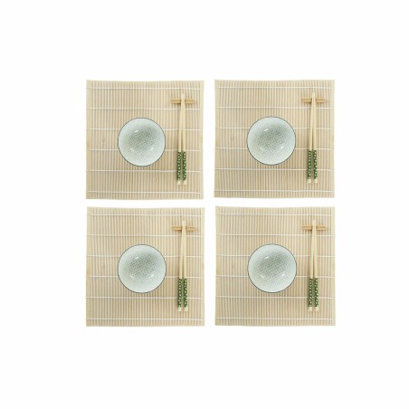 Sushi-Set DKD Home Decor 14,5 x 14,5 x 31 cm grün Steingut Orientalisch (16 Stücke)