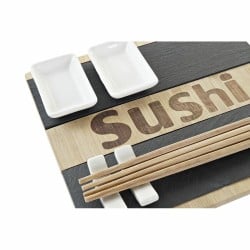 Sushi Set DKD Home Decor Black Natural Bamboo Board Oriental 25 x 22 x 3 cm