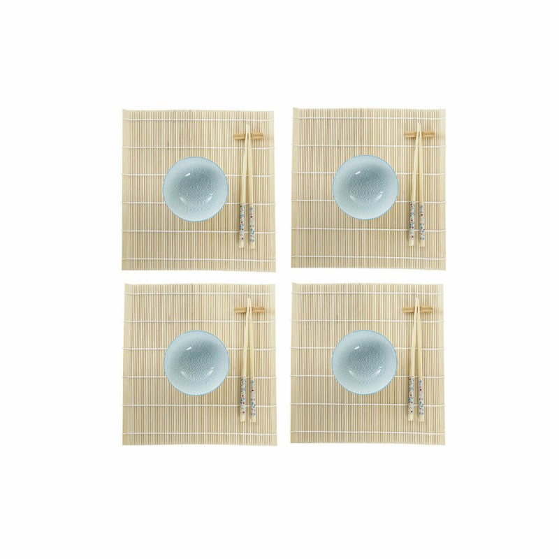 Sushi-Set DKD Home Decor 14,5 x 14,5 x 31 cm Blau Weiß Steingut Orientalisch (16 Stücke)