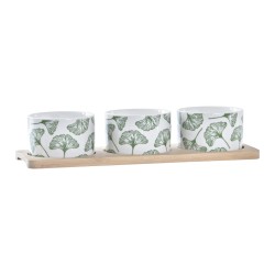 Satz für Appetithäppchen DKD Home Decor Bambus Steingut Bettlaken 3 Stücke 4 Stücke 28 x 9,7 x 1,5 cm