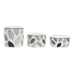 Ensemble à apértif DKD Home Decor Blanc/Noir Bambou Grès Volets Cottage 3 Pièces 8 cm 20 x 20 x 8 cm