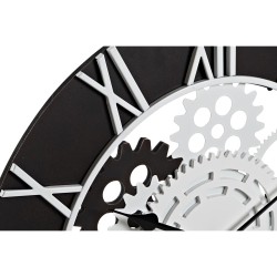 Wall Clock DKD Home Decor White Black Iron MDF Wood Gears 60 x 4 x 60 cm