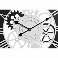 Wall Clock DKD Home Decor White Black Iron MDF Wood Gears 60 x 4 x 60 cm