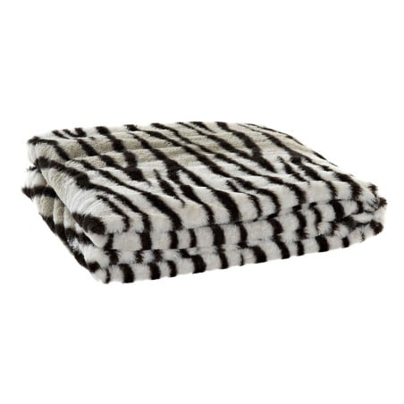 Blanket DKD Home Decor Wild 130 x 170 x 2 cm Black Grey White Colonial