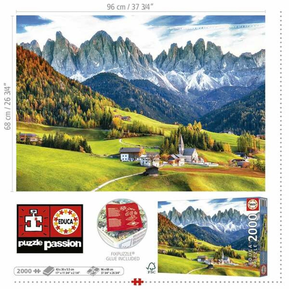 Puzzle Educa Autumn in the Dolomites 2000 Pièces
