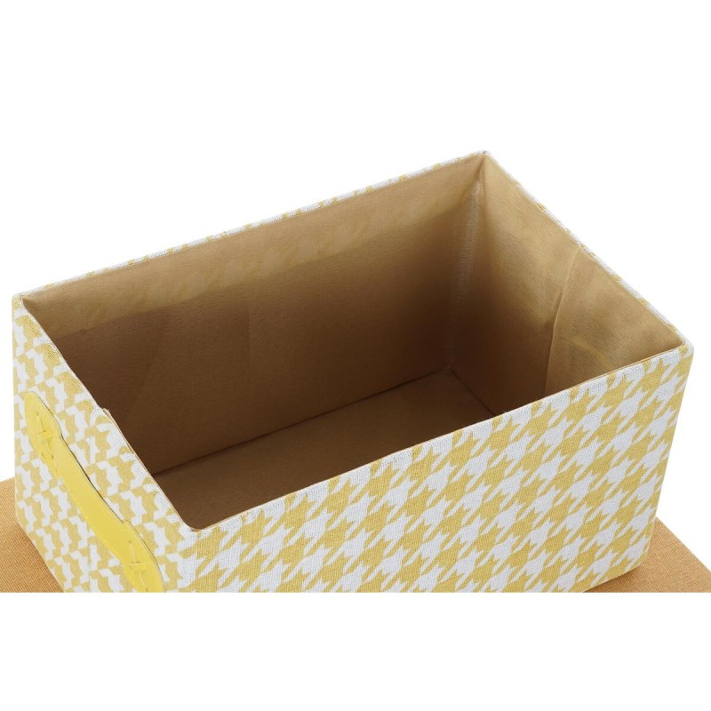 Set of Stackable Organising Boxes DKD Home Decor Grey Blue Yellow 40 x 30 x 20 cm