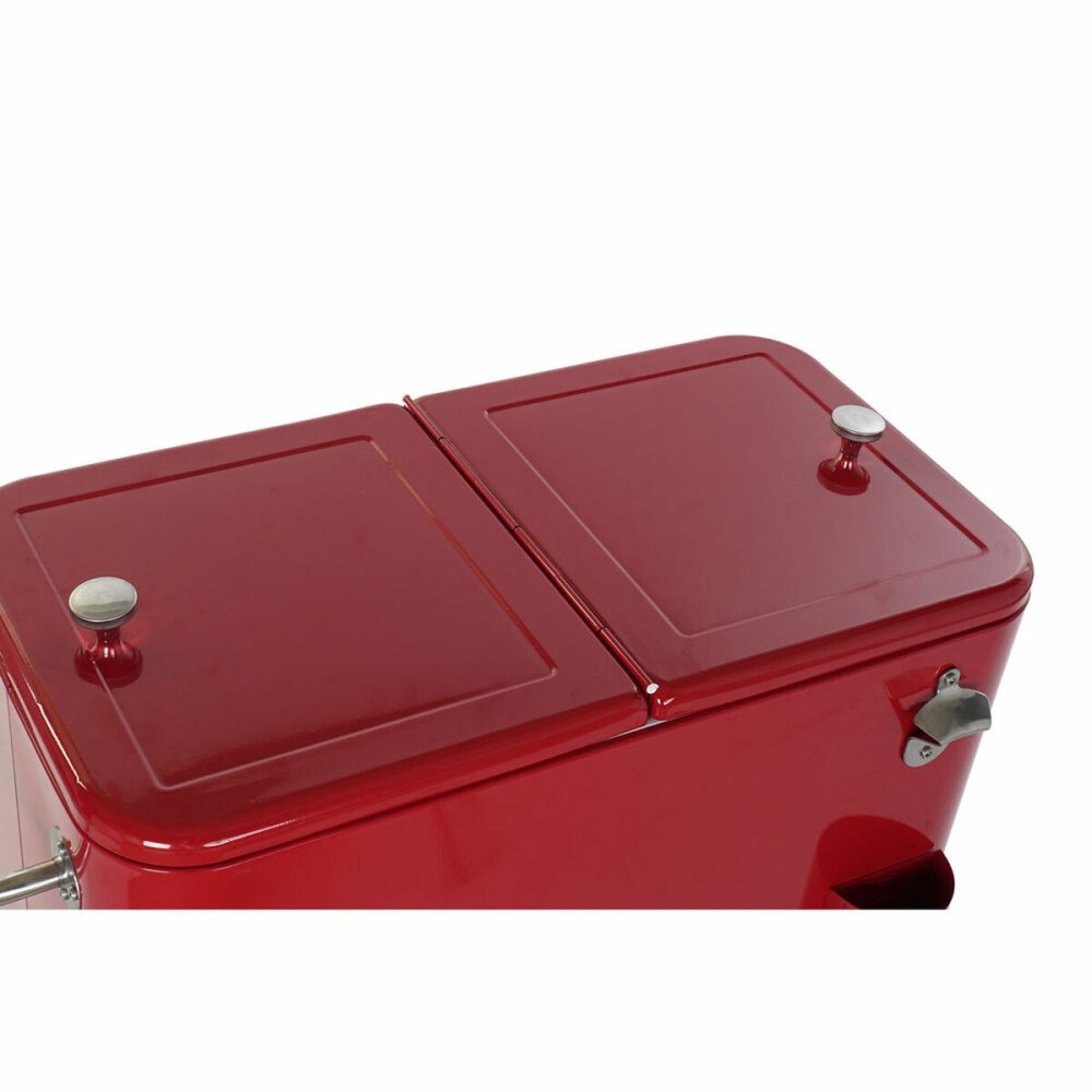 Frigo DKD Home Decor Rouge Avec des roues 74 x 43 x 80 cm Acier polypropylène 56 L (74 x 43 x 80 cm)