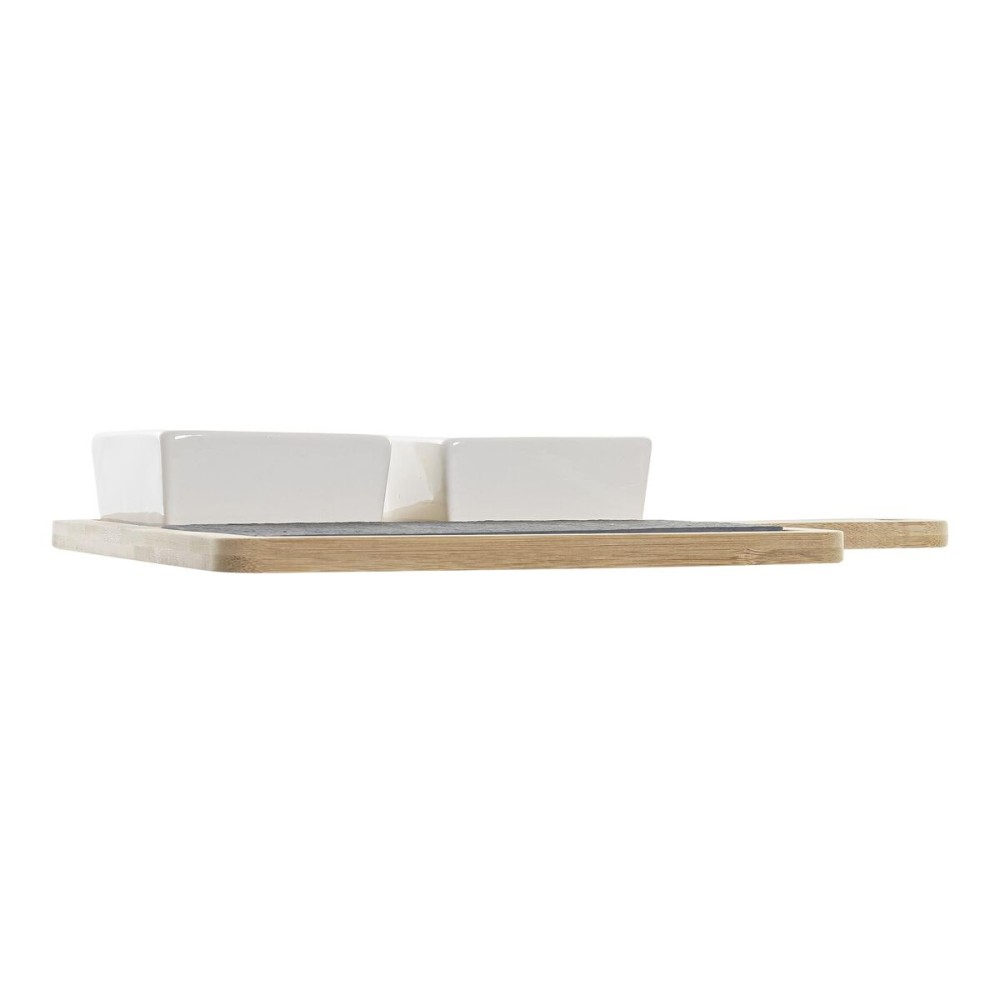 Satz für Appetithäppchen DKD Home Decor Tapas Bambus Steingut Tafel 3 Stücke 31 x 20 x 5 cm