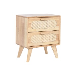 Nachttisch Home ESPRIT Holz Metall Rattan 40 x 30 x 48 cm