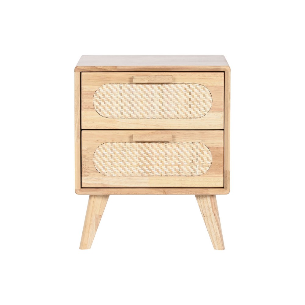 Table de Nuit Home ESPRIT Bois Métal Rotin 40 x 30 x 48 cm