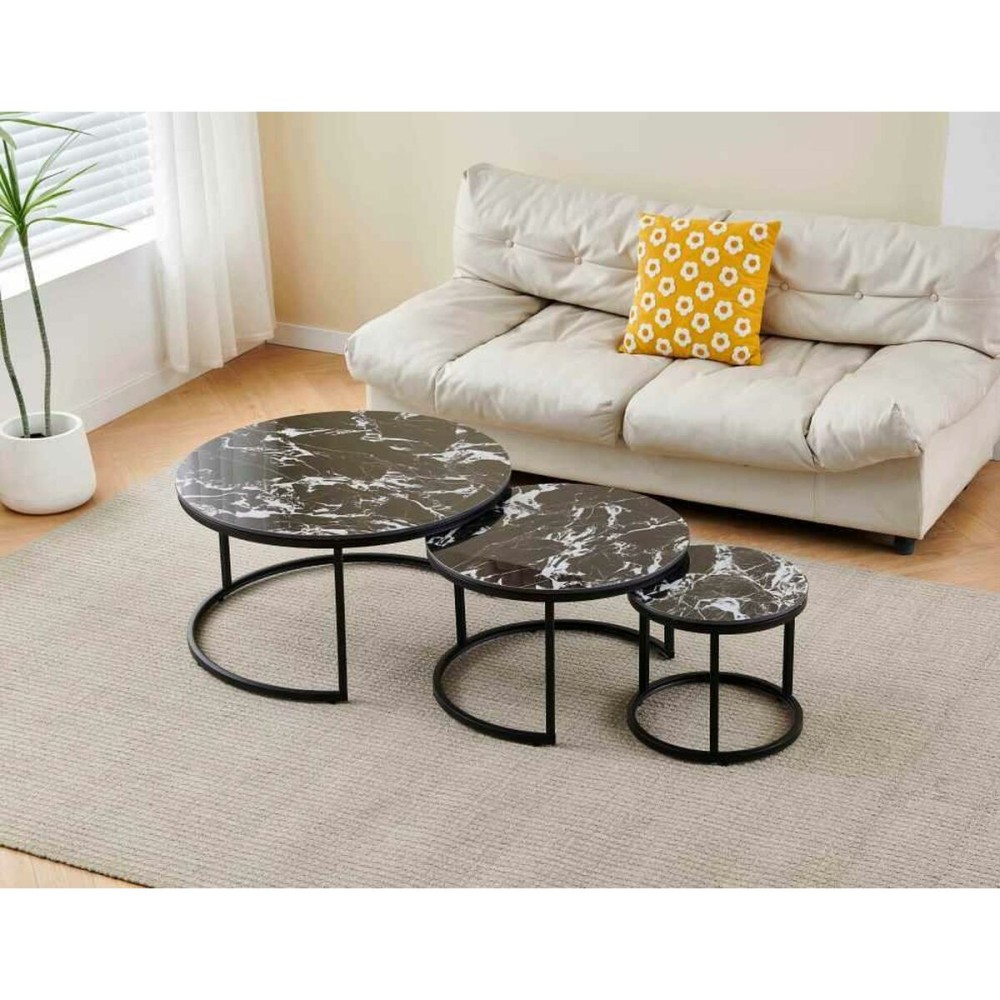 kleines Beistelltischchen Home ESPRIT Schwarz 80 x 80 x 1 cm