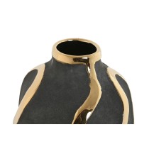 Vase Home ESPRIT Grey Golden Stoneware Abstract Modern 17 x 17 x 35 cm