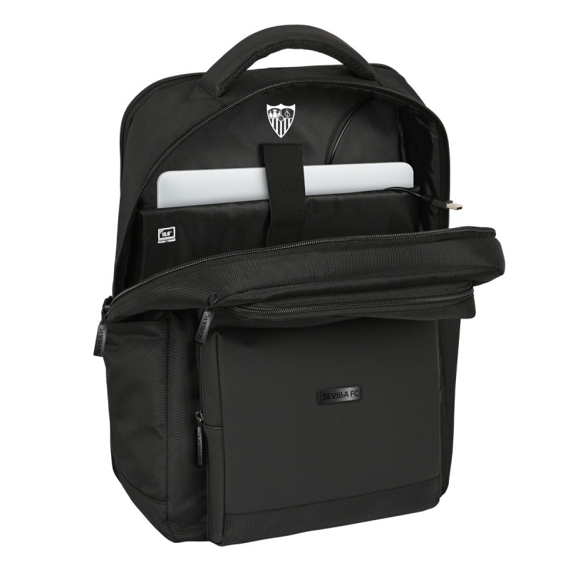 Laptop Backpack Sevilla Fútbol Club Premium 15,6'' Black (31 x 44 x 13 cm)