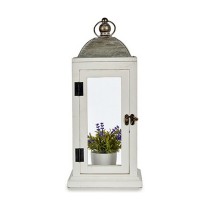 Lanterne Argenté Métal Bois Blanc (18 x 43 x 18 cm) (6 Unités)