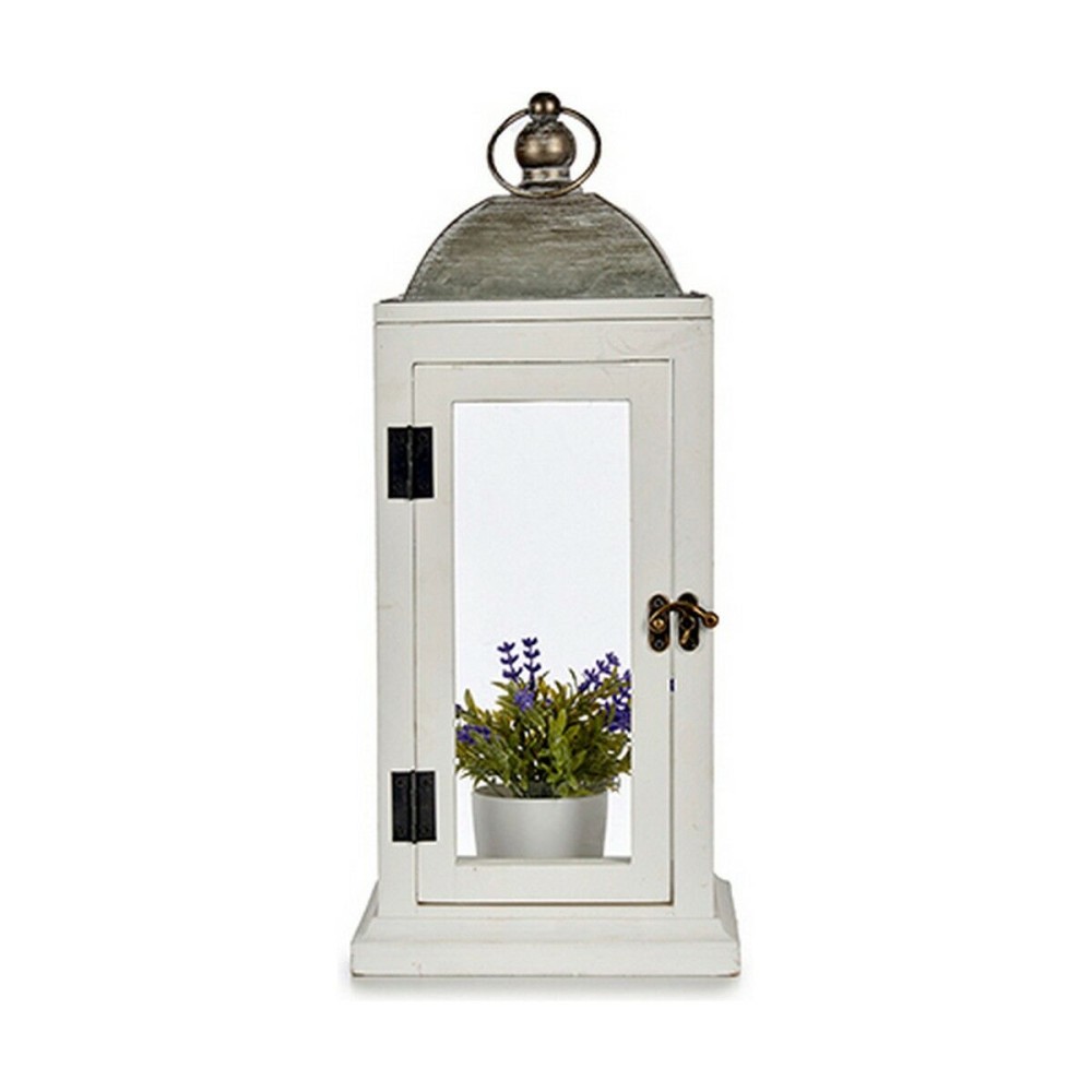 Lanterne Argenté Métal Bois Blanc (18 x 43 x 18 cm) (6 Unités)
