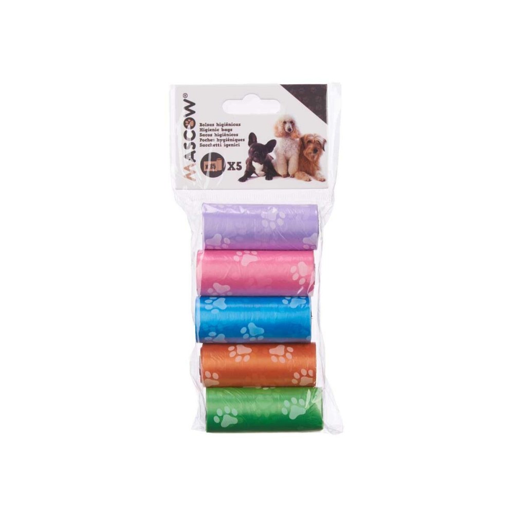 Sacs d'hygiène Mascow 200 Multicouleur Plastique Animaux de compagnie 5 Pièces (12 Unités)