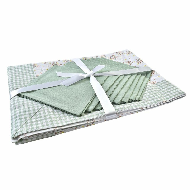 Table linen set DKD Home Decor Flowers 150 x 250 x 0,5 cm Green