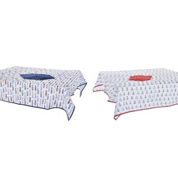 Service de linge de table DKD Home Decor Bleu Blanc Rouge 150 x 150 x 0,5 cm (2 Unités)