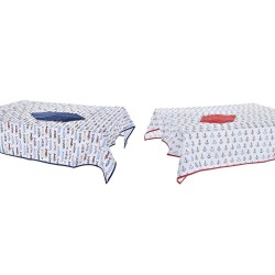 Service de linge de table DKD Home Decor 150 x 250 x 0,5 cm Rouge Bleu Blanc (2 Unités)