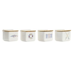 Salt Shaker with Lid DKD Home Decor Navy Multicolour Bamboo Dolomite 12,5 x 12,5 x 11,5 cm