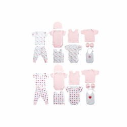 Ensemble de Vêtements DKD Home Decor Blanc Rose (2 Unités) Coton 0-6 Mois