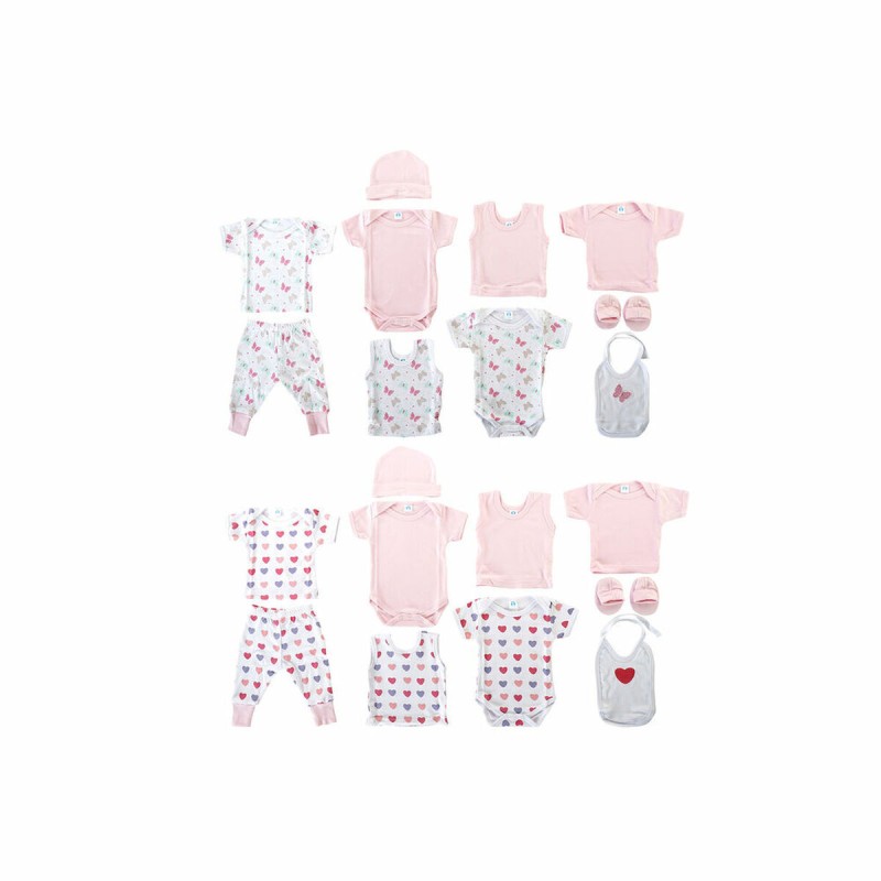 Set of clothes DKD Home Decor White Pink (2 Units) Cotton 0-6 Months