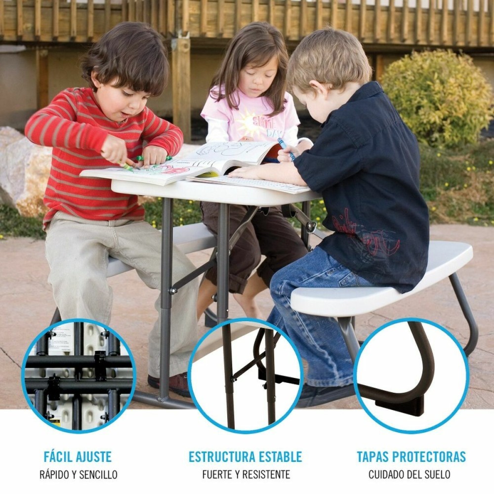 Table de pique-nique Lifetime Pliable Crème Acier 82,5 x 90 x 53,5 cm