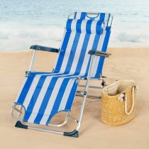 Reclining lounder Aktive textilene Aluminium Blue White 153 x 47 x 33 cm
