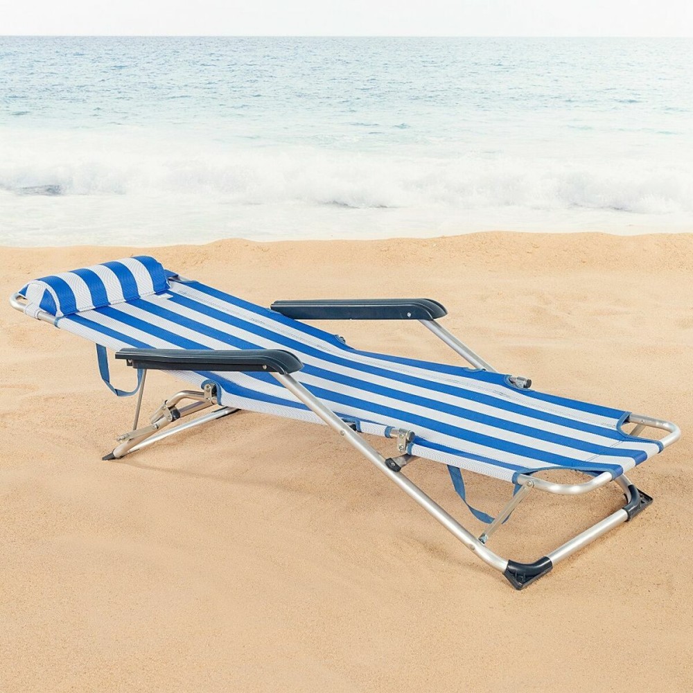 Reclining lounder Aktive textilene Aluminium Blue White 153 x 47 x 33 cm