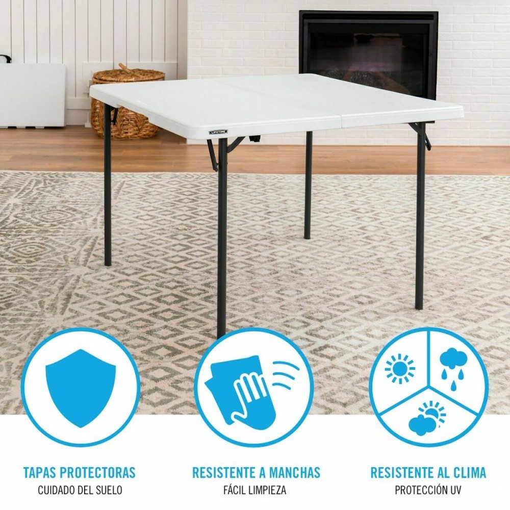 Table Piable Lifetime Blanc Carré Acier Plastique 94 x 94 x 74 cm