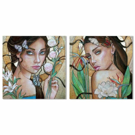 Painting DKD Home Decor Lady Tropical 80 x 3 x 80 cm (2 Units)