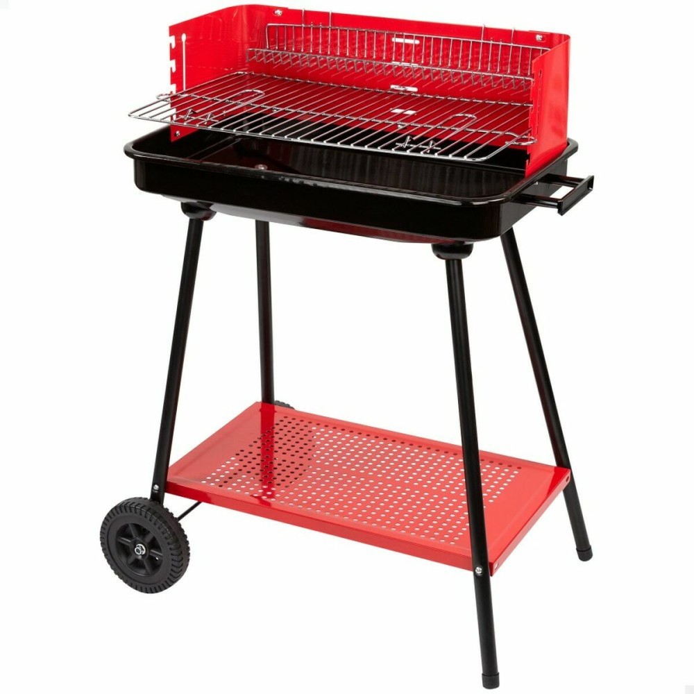 Holzkohlegrill mit Rädern Aktive Stahl Kunststoff 66 x 44 x 85 cm rechteckig Rot
