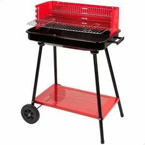 Coal Barbecue with Wheels Aktive Steel Plastic 66 x 44 x 85 cm Rectangular Red